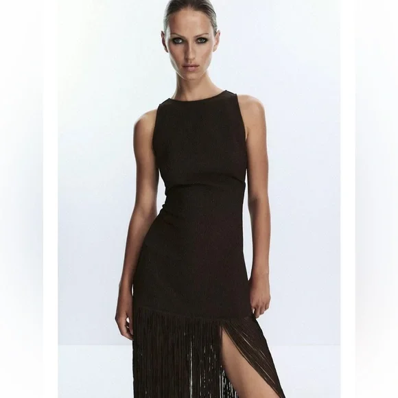 Zara Fringed Fitted Dress - Picture 5 of 15